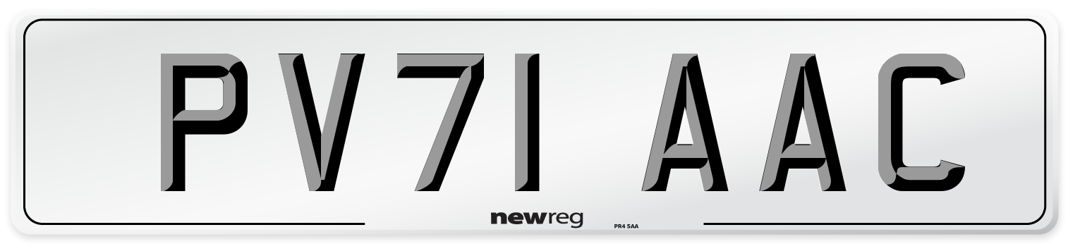 PV71 AAC Number Plate from New Reg